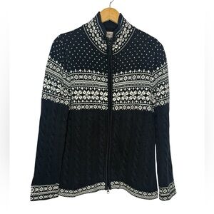 L.L. Bean Women's Black and White Patterned Cardigan